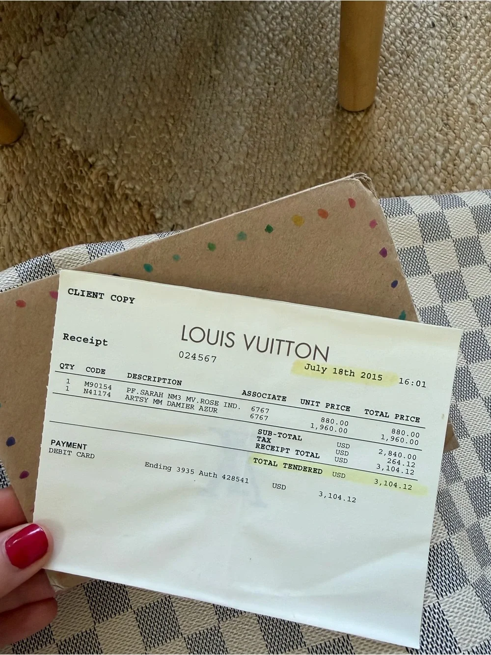 Louis Vuitton Artsy MM Damier Azur Handbag/Tote